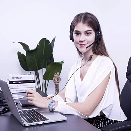 VoiceXpert VXH-550DM, гарнитура для колл-центра с активным шумоподавлением (USB-A, 4 кнопки, 2 динамика, MS)﻿